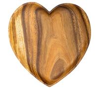 Levandeo Bol en bois d'acacia 25 cm - Design cœur - Bol à fruits - Bol à snacks - Décoration de table