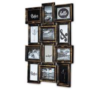 levandeo Cadre photo Noir Cuivre 12 photos 10 x 15 cm Baroque Cadre photo pour collage Galerie Antic Industriel Décoration murale
