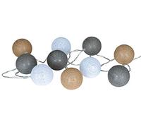levandeo Guirlande lumineuse 10 boules LED en coton marron gris blanc Guirlande décorative