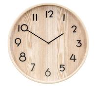 levandeo Horloge murale ronde en bois MDF - 38 cm - Noir naturel - Décoration murale - Style bohème - Horloge de cuisine analogique