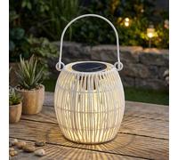 levandeo Lampe décorative solaire ronde blanche - Batterie - Éclairage de jardin - Effet tressé - Lampe décorative - Fonctionne à l'énergie solaire - Décoration de table
