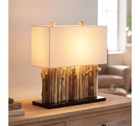 Levandeo Lampe en bois 16x35cm 40cm de haut Lampe de table Lampe de bureau en bois flotté recyclé Lampe en bois unique Fabriquée à la main
