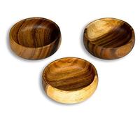 levandeo Lot de 3 bols en bois d'acacia 10x3 cm ronds - Bol à fruits - Bol décoratif - Décoration de table - Bois d'acacia - Décoration en bois - Rangement - Organisation