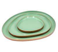 levandeo Lot de 3 plateaux décoratifs en cuivre vert - Assiettes en métal émaillé - Décoration de table
