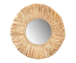 Levandeo Miroir mural en jonc de mer Ø 50 cm Miroir rond pour couloir Décoration murale Boho Décoration Boho Naturel Style Bohochic