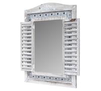 levandeo Miroir mural pour fenêtre - H73 cm - En bois - Gris - Style shabby chic vintage - Décoration murale - Miroir de couloir