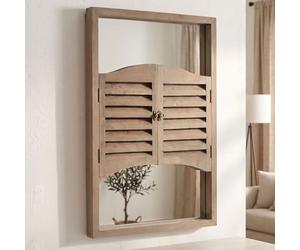 levandeo Miroir mural pour fenêtre - H73 cm - En bois - Gris - Style shabby chic vintage - Décoration murale - Miroir de couloir
