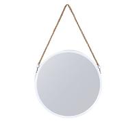 levandeo Miroir mural rond en toile de jute - 40 cm - Blanc - Décoration murale