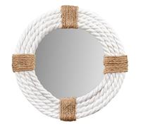 levandeo Miroir rond - Diamètre : 30 cm - Blanc naturel - Corde en jute - Décoration murale - Style bohème