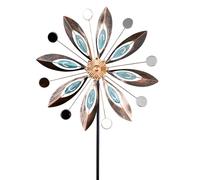 levandeo Moulin à vent en métal - Hauteur : 180 cm - Fleur antique - Décoration de jardin - Moulin à vent - Carillon éolien - Fiche en métal