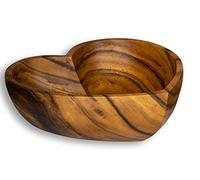 levandeo Saladier en bois d'acacia - 30 x 6 cm - Motif cœur - Décoration de table