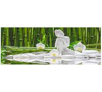 levandeo Tableau en Verre Bouddha Bouddha et Pierres en Bambou 80 x 30 cm