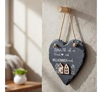 levandeo Tableau mural en ardoise en forme de cœur - 15 x 15 cm - Décoration murale - Pour la maison - Cadeau de bienvenue