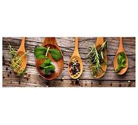 levandeo Tableau mural en verre 80 x 30 cm pour cuisine, herbes, épices, décoration murale
