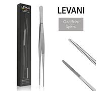 Levani® Pince de cuisine - Édition en acier - Pince universelle longue en acier inoxydable de qualité supérieure - Pince à viande avec surface de préhension rainurée - Pincettes à griller (30 cm)