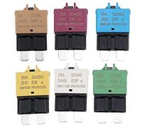 LEVANLIGHT Lot de 6 disjoncteurs ATC à réinitialisation manuelle 12 V - 32 V CC - Disjoncteurs ATC à profil bas pour voiture, bateau, moteur à la traîne camping-car, 5 A, 10 A, 15 A, 20 A, 25 A, 30 A