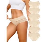 Levao Culotte Femme Coton Dentelle Confort Bikini Slips Respirant Mi-Taille sous-vêtements Doux Panties Hipster Lot de 6