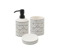 LEVASSEUR Set Salle de Bain à Motifs 3 pièces Porcelaine Blanc
