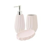 LEVASSEUR Set Salle de Bain à Relief 3 pièces céramique Rose poudré