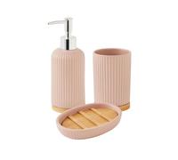 LEVASSEUR Set Salle de Bain strié 3 pièces céramique Bambou Rose