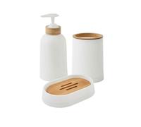 LEVASSEUR Set Salle de Bain uni 3 pièces en Bambou Blanc