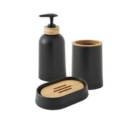 LEVASSEUR Set Salle de Bain uni 3 pièces en Bambou Noir