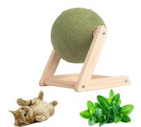 LEVDRO Balle géante à herbe à chat avec support en bois, jouet interactif pour sol à herbe à chat avec rouleau d'herbe à chat agréable et sûr (grand)