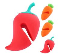 Lève-couvercle Rouge en Silicone 4 Pièces Anti-déversement Cuisine | Forme Carotte et Piment, Garde, Limite les Débordements, Accessoire Chic