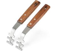 Lève-Grille en Bois D'acacia et Acier Inoxydable, ?illet Intégré au Bout de la Poignée, Universel Ustensile de Barbecue, Accessoires de Gril pour Déplacer Grilles, 2 Pièces
