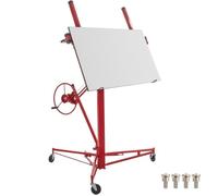 VEVOR Lève-panneau roulant 435 cm outil levage de panneau pour cloisons sèches capacité de charge 68 kg acier au carbone bras télescopique 3 roues de verrouillage taille de plaque de plâtre 122x488 cm