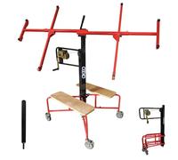 Lève-plaque de plâtre professionnel - Lève panneaux placo plâtre - Ht max de levage 4m - Charge max 68kg - 4 Roues avec freins