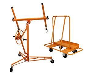 Lève Plaques & Panneaux de Platre Placoplâtre Orange 3.5M 68kg Construction Pose à sec Aide Montage & Chariot pour Planches, Plaques de Plâtre Panneaux, Contreplaqués ou MDF allant jusqu’à 1000kg