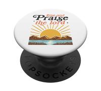 Lève-toi et loue Le Seigneur - Retro Christian Sunburst PopSockets PopGrip Adhésif