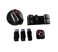 Leve Vitre Bouton Phare Chromé + Interrupteur Principal Lève-vitre Électrique Pour VW Pour Golf Pour Passat Pour Touran 5ND941431B 5ND959855 Interrupteur Lève-Vitre(6 piece auto function)