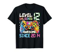 Level 12 Unlocked Awesome 2014 Jeu vidéo 12ème Anniversaire garçon T-Shirt