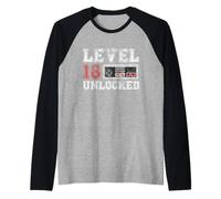 Level 18 Débloqué Vintage 18 Ans Gamer Cadeaux 18e Anniversaire Manche Raglan
