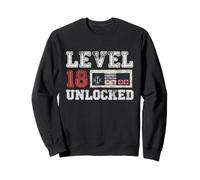 Level 18 Débloqué Vintage 18 Ans Gamer Cadeaux 18e Anniversaire Sweatshirt
