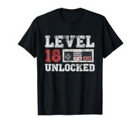 Level 18 Débloqué Vintage 18 Ans Gamer Cadeaux 18e Anniversaire T-Shirt