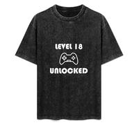 Level 18 Unlocked Gamer T-Shirt Unisex Black Tee 3XL