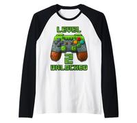 Level 2 Years T-Shirt débloqué Jeu vidéo 2ème Anniversaire Manche Raglan