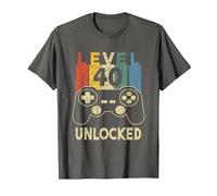 Level 40 Unlocked Video Gamer T-Shirt, Homme, Asphalte, 6XL