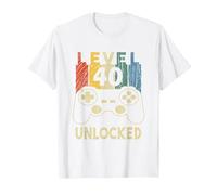 Level 40 Unlocked Video Gamer T-Shirt, Homme, Blanc, 6XL