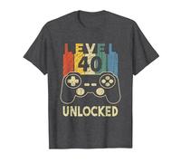 Level 40 Unlocked Video Gamer T-Shirt, Homme, Chiné Foncé, 6XL