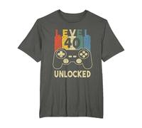 Level 40 Unlocked Video Gamer T-Shirt, Homme Grandes Tailles, Asphalte, 6X Tall