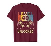 Level 40 Unlocked Video Gamer T-Shirt, Homme, Marron, M