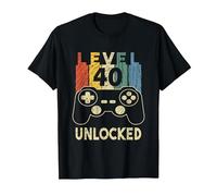 Level 40 Unlocked Video Gamer T-Shirt, Homme, Noir, 6XL