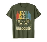 Level 40 Unlocked Video Gamer T-Shirt, Homme, Olive, M