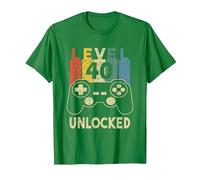 Level 40 Unlocked Video Gamer T-Shirt, Homme, Vert Kelly, M