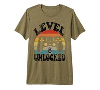 Level Eight Unlocked 8th Birthday Tee Video Game 8 Year Old T-Shirt Haut de Gamme