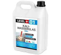 Level Plus 01 Verre à eau de potassium 28-30 non dilué 5 litres Apprêt d'étanchéité imperméabilisant pour le bois 100 % verre à eau Pur Joint béton résistant aux intempéries